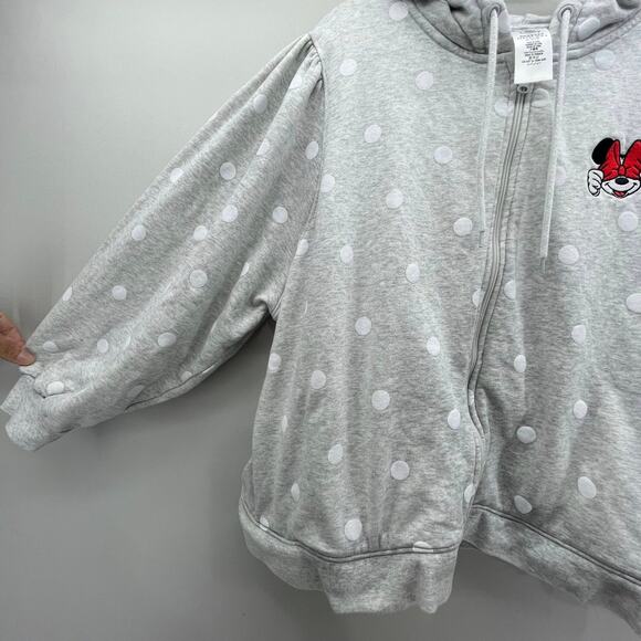 Disney Minnie Mouse Hooded Sweatshirt Womens 2X Peek a Boo Polka Dot Zip Up - Picture 5 of 9